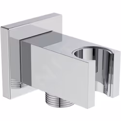 Support de douche avec sortie, carré couleur chrome matériau : métal dimension du cache 55 x 55 mm forme carrée sécurisé cont ...