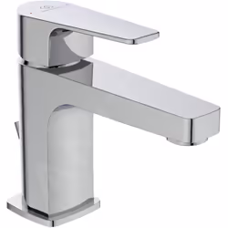Mitigeur de lavabo avec commande de l’évacuation sur plage levier métallique avec marquage de l’eau chaude et de l’eau froide ...