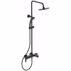 Le set de douche, noir mat, comprend Mitigeur à levier levier métallique avec marquage de l’eau chaude/ de l’eau froide inver ...