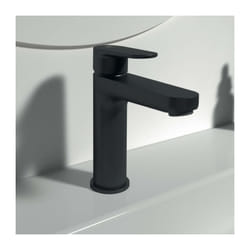 Ideal Standard Cerafine O mitigeur lavabo BD131XG Silk noir/noir mat, saillie 125 mm, avec ouverture par pression garniture de vidange