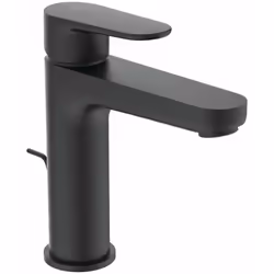 Mitigeur de lavabo conception : noir soyeux avec garniture de vidage sur plage levier métallique avec marquage de l’eau chaud ...