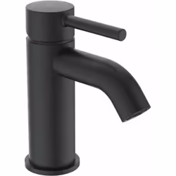 Mitigeur de lavabo conception : noir soyeux sur plage levier métallique avec marquage de l’eau chaude et de l’eau froide cart ...