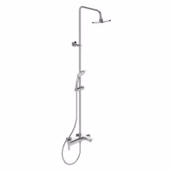 Le set de douche comprend Robinetterie de baignoire couleur : chrome levier métallique avec marquage de l’eau chaude/ de l’ea ...