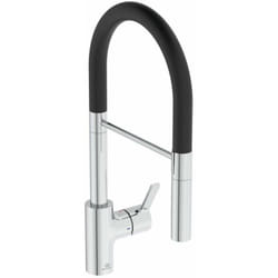 Ideal Standard Gusto - Mitigeur d'évier avec bras flexible et douchette extractible, chrome / noir BD417AA