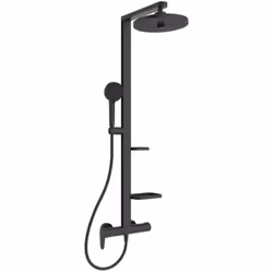 Le set de douche Ceraflow ALU+ est composé de : Robinets muraux couleur : noir satiné installation : murale entraxe 150 mm, r ...
