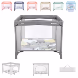 Lit de voyage pour enfants - KIKKABOO - Enjoy - Pliable - Matelas inclus - Sac de transport