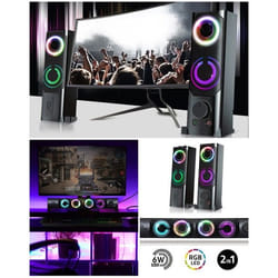 Enceintes PC - SOUNDPHONIC - Pack 2 - 6W RMS - RGB - USB 2.0 - Sortie casque 3.5mm