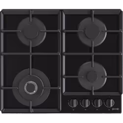 Gorenje GTW641EB, Noir, Intégré, 60 cm, Gaz, Verre trempé, 4 zone(s)