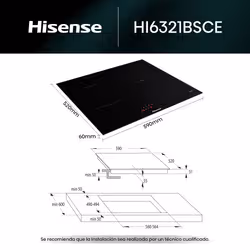 Hisense HI6321BSCE plaque Noir Intégré 59 cm Plaque avec zone à induction 3 zone(s) - Vue supplémentaire 2