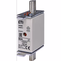 Description du produit : tension nominale : 500 V courant nominal : 80 A pouvoir de coupure en court-circuit : 120 kA caracté ...