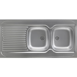Evier inox 18/10 toilé à poser réversible Moderna 2 cuves + égouttoir + 120x60cm