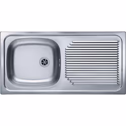 Évier en inox Basic 60 matériau inox dimensions totales 860 × 435 mm dimensions du bac 340 × 370 x 145 mm avec trop-plein san ...