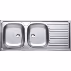 Evier en Inox 18/10. Cuve(s) monobloc(s).Réversible. Pattes de fixation fournies (x6) pour l'installation sur plan de travail ...