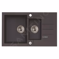 Alveus Rock Évier en granit 780x480 mm avec commande de vidage carbone 1090955