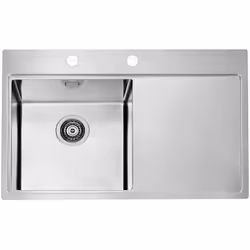 Évier de cuisine en acier inoxydable Pure 40 matériau acier inoxydable finition combi (KMB) - bac brillant, bord poli bac à g ...