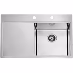 Évier de cuisine en acier inoxydable Pure 40 matériau acier inoxydable finition combi (KMB) - bac brillant, bord poli bac à d ...