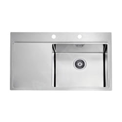 Pure - Évier 860x525 mm, avec commande du vidage, bac à droite, inox 1103653 - Alveus