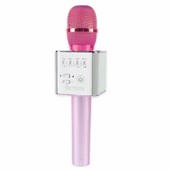 Hobby Tech - Q9 - Microphone sans fil Bluetooth Karaoke avec haut-parleur pour iPhone Android - Or rose
