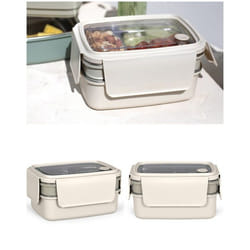 Lunch box isotherme - Non spécifié - Double étage - 600 ml et 400 ml - Acier inoxydable - Hermétique