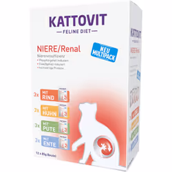 Kattovit Niere/Renal, Adulte, Bœuf, Poulet, Canard, Turquie, 85 g
