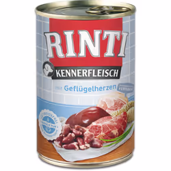 RINTI Kennerfleisch, Adulte, Toutes races, Cœur, Volaille, 400 g, Sans soja