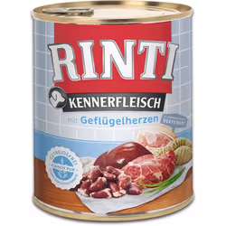 RINTI Kennerfleisch, Adulte, Toutes races, Cœur, Volaille, 800 g, Sans soja