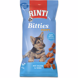 RINTI 91305, Friandises, Chien, Chiot, Bœuf, Poulet, 75 g, Sans sucre