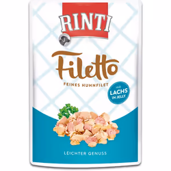 RINTI Filetto, Adulte, Toutes races, Poulet, Saumon, 100 g, Sans soja