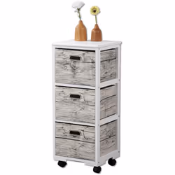 Étagère à roulettes avec 3 conteneurs textiles - une solution pratique pour les petits appartements Boîtier compact : cette b ...