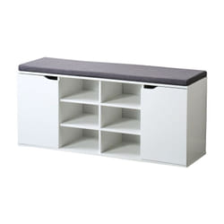 Meuble à chaussures en bois avec coussin + placards - Blanc - l 100 x h 48 cm - Livraison gratuite
