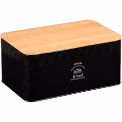 Boîte à pain en fer avec couvercle en bambou qui peut être utilisée comme planche à découper. Bambou certifié FSC. L 28 x P 1 ...