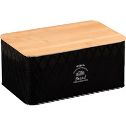 Kesper - Boîte à pain en fer et bambou - Noir/Marron - l 28 x l 18 cm - Livraison gratuite