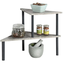 Étagère de cuisine - Kesper - Modèle dangle - 2 niveaux - Gris effet béton - Métal et MDF