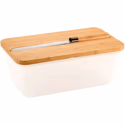Boîte à pain avec planche à découper et couteau à pain Couvercle multifonctionnel : Le couvercle en bambou sert à la fois de ...