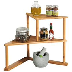 Étagère dangle - KESPER - 2 niveaux - Bois de bambou - Style scandinave - 295 x 393 x 52 cm