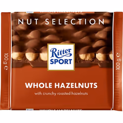 Ritter Sport 102152, Chocolat au lait, 100 g, Noisettes, 2394 kJ, 575 kcal, 39 g