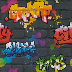 Papier Peint - RASCH - Urban city - Multicolore - Noir - Intissé