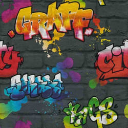 Papier Peint - RASCH - Urban city - Multicolore - Noir - Intissé