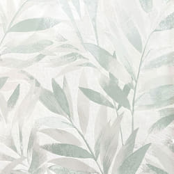 Papier peint texturé en vinyle soufflé motif feuilles Fidji vert sauge Rasch 311631