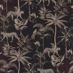 Papier peint Savane Jungle Tropicale - RASCH - Motif Léopard/Palmier Or