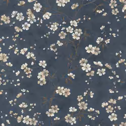 Rasch Selection 456738 Papier peint intissé Fleurs 10.05 x 0.53 m Blanc Brun Bleu