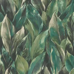 papier peint intissé 537345 papier peint Botanical jungle 53 x 1005 cm Rasch Curiosity noir vert