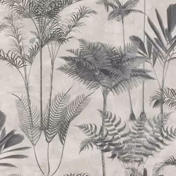 Papier peint intissé 555134 papier peint Botanical jungle 53 x 1005 cm Rasch Lirico gris noir