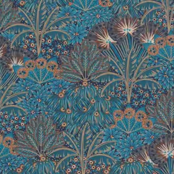 Rasch Sophia 711301 Intissé Papier peint Botanique 0.53 x 10.05 m marron bleu or