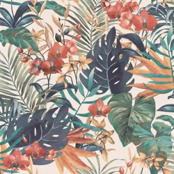 Papier peint - DECORAMA - 8258 - Vinyle - Intissé - Motif Jungle Orchidée Crème