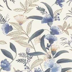 papier peint intissé 869125 papier peint Botanical jungle 53 x 1005 cm Rasch Symphony bleu