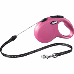 Flexi New CLASSIC, Chien, Laisse avec enrouleur, Rose, Cordon, 12 kg, 5 m