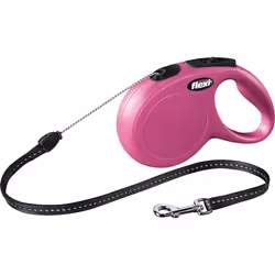 Flexi New CLASSIC, Chien, Laisse avec enrouleur, Rose, Cordon, 12 kg, 8 m