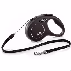 Flexi New CLASSIC, Chien, Laisse avec enrouleur, Noir, Cordon, 20 kg, 8 m