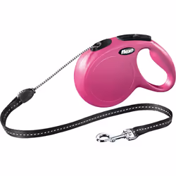 Flexi New CLASSIC, Chien, Laisse avec enrouleur, Rose, Cordon, 20 kg, 8 m